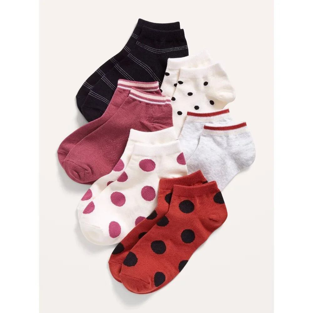 Old Navy 6-pack dot and stripe socks M NWT